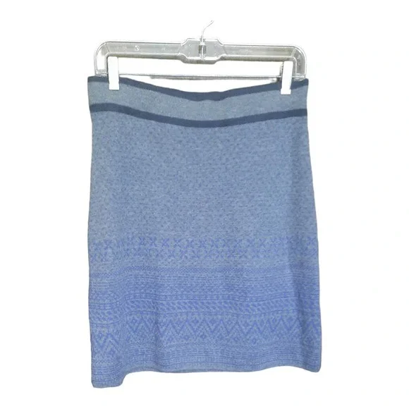 Aventura Eco Womens Blue Gray Fair Isle Wool Blend Mini Skirt Size Medium